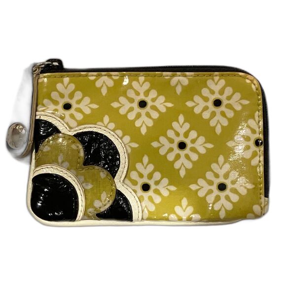 Vera Bradley Frill Green Floral Vinyl Wallet Change Purse - Picture 1 of 6